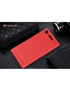 Coque Xperia XZ1 Silicone Style Fibre Carbone 2
