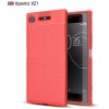 Coque Xperia XZ1 silicone Style Fibre Carbone Rouge rubis