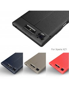 Coque Xperia XZ1 silicone Style Fibre Carbone Rouge rubis