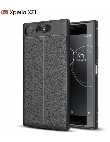 Coque Xperia XZ1 Silicone Style Fibre Carbone