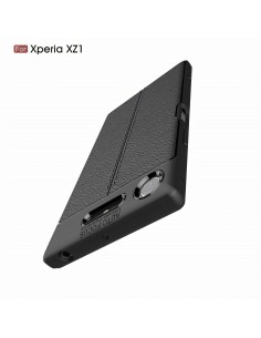 Coque Xperia XZ1 silicone Style Fibre Carbone Rouge