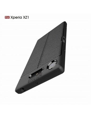 Coque Xperia XZ1 Silicone Style Fibre Carbone