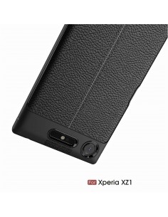 Coque Xperia XZ1 silicone Style Fibre Carbone Rouge