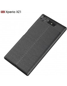 Coque Xperia XZ1 silicone Style Fibre Carbone Rouge