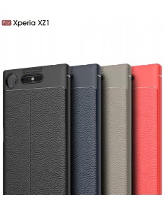 Coque Xperia XZ1 silicone Style Fibre Carbone Rouge