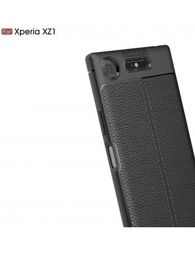 Coque Xperia XZ1 Silicone Style Fibre Carbone