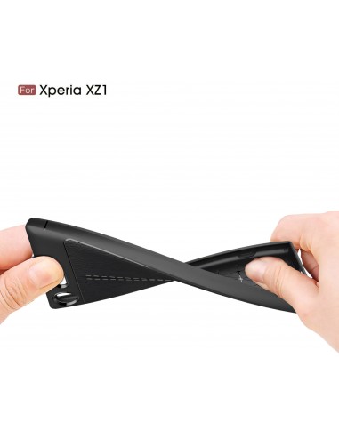 Coque Xperia XZ1 Silicone Style Fibre Carbone