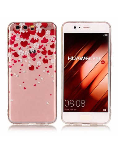 Coque P10 Huawei Silicone Cœurs et Fleurs
