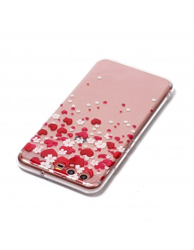 Coque P10 Huawei Silicone Cœurs et Fleurs