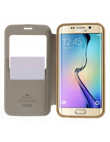Etui Galaxy S6 Edge Cuir avec fenetre Mercury