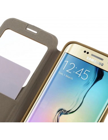 Etui Galaxy S6 Edge Cuir avec fenetre Mercury