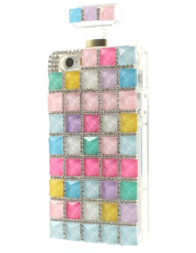 Coque iPhone 5S et 5 fantaisie Bouteille de Parfum Diamant avec chaine