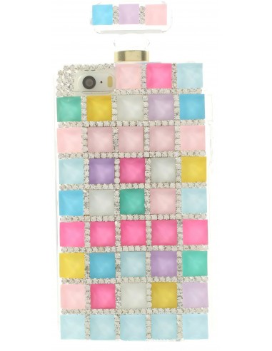 Coque iPhone 5S et 5 fantaisie Bouteille de Parfum Diamant avec chaine