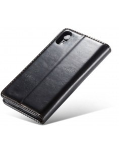 Etui iPhone XR aspect Cuir Caseme Noir Etui iPhone XR aspect Cuir Caseme Noir