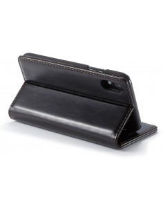 Etui iPhone XR aspect Cuir Caseme Noir Etui iPhone XR aspect Cuir Caseme Noir