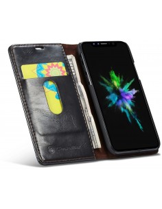 Etui iPhone XR aspect Cuir Caseme Noir Etui iPhone XR aspect Cuir Caseme Noir