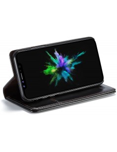 Etui iPhone XR aspect Cuir Caseme Noir Etui iPhone XR aspect Cuir Caseme Noir