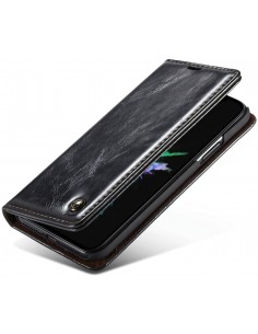 Etui iPhone XR aspect Cuir Caseme Noir Etui iPhone XR aspect Cuir Caseme Noir