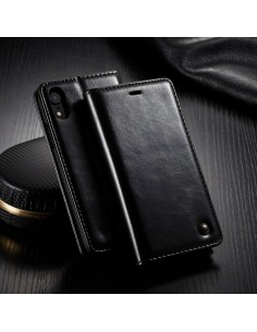 Etui iPhone XR aspect Cuir Caseme Noir Etui iPhone XR aspect Cuir Caseme Noir