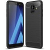 Coque Galaxy A6 2018 silicone style fibre de carbone Noir