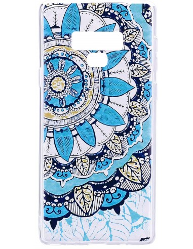 Coque silicone Galaxy Note 9 Diamants 3D Blue flower
