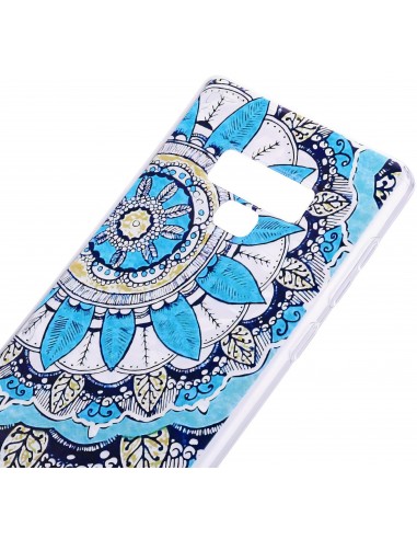 Coque silicone Galaxy Note 9 Diamants 3D Blue flower