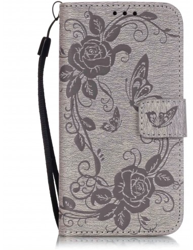 Etui portefeuille Samsung Galaxy S5 Fleurs et papillons