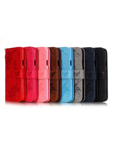 Etui portefeuille Samsung Galaxy S5 Fleurs et papillons