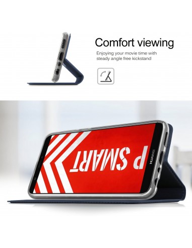 Etui portefeuille Huawei P Smart avec contour silicone