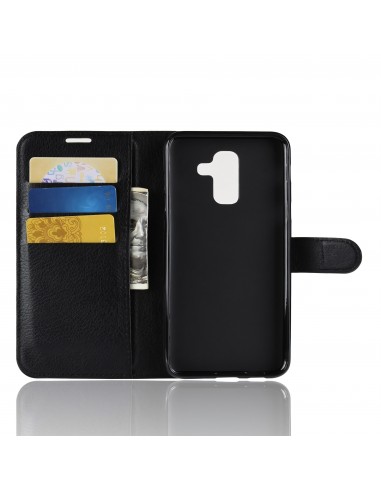 Etui Samsung portefeuille pour Galaxy A+ 2018 Litchi avec rangement cartes