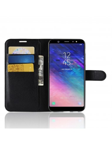 Etui Samsung portefeuille pour Galaxy A+ 2018 Litchi avec rangement cartes