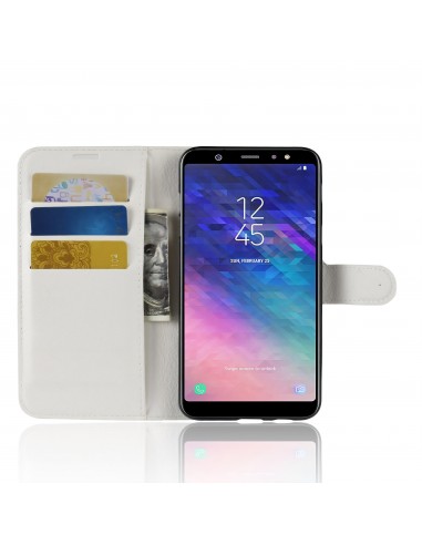 Etui Samsung portefeuille pour Galaxy A+ 2018 Litchi avec rangement cartes