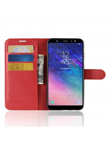Etui Samsung portefeuille pour Galaxy A+ 2018 Litchi avec rangement cartes