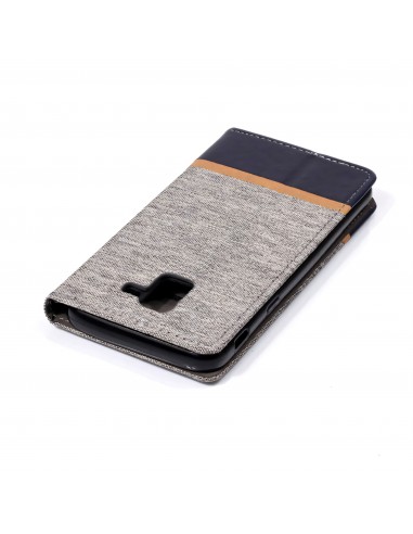 Etui Samsung portefeuille pour Galaxy J6 2018 avec tissu extérieur