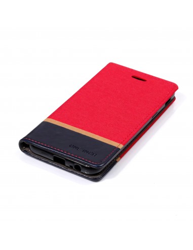 Etui Samsung portefeuille pour Galaxy J6 2018 avec tissu extérieur