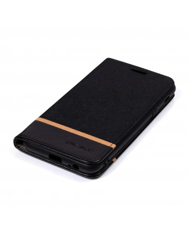 Etui Samsung portefeuille pour Galaxy A6+ 2018 et Galaxy A9 Star Lite avec tissu extérieur
