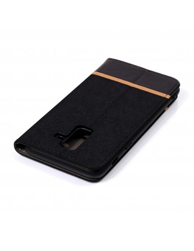 Etui Samsung portefeuille pour Galaxy A6+ 2018 et Galaxy A9 Star Lite avec tissu extérieur