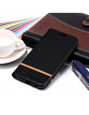 Etui Samsung portefeuille pour Galaxy A6+ 2018 et Galaxy A9 Star Lite avec tissu extérieur
