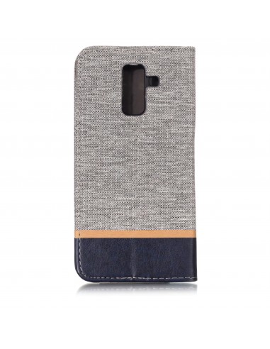 Etui Samsung portefeuille pour Galaxy A6+ 2018 et Galaxy A9 Star Lite avec tissu extérieur