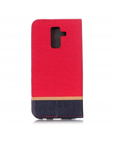 Etui Samsung portefeuille pour Galaxy A6+ 2018 et Galaxy A9 Star Lite avec tissu extérieur