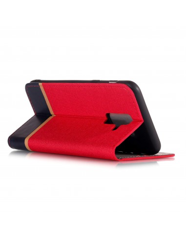 Etui Samsung portefeuille pour Galaxy A6+ 2018 et Galaxy A9 Star Lite avec tissu extérieur