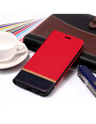 Etui Samsung portefeuille pour Galaxy A6+ 2018 et Galaxy A9 Star Lite avec tissu extérieur