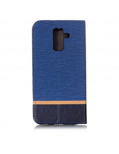 Etui Samsung portefeuille pour Galaxy A6+ 2018 et Galaxy A9 Star Lite avec tissu extérieur