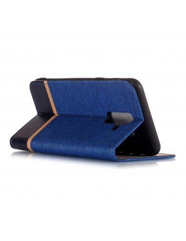 Etui Samsung portefeuille pour Galaxy A6+ 2018 et Galaxy A9 Star Lite avec tissu extérieur