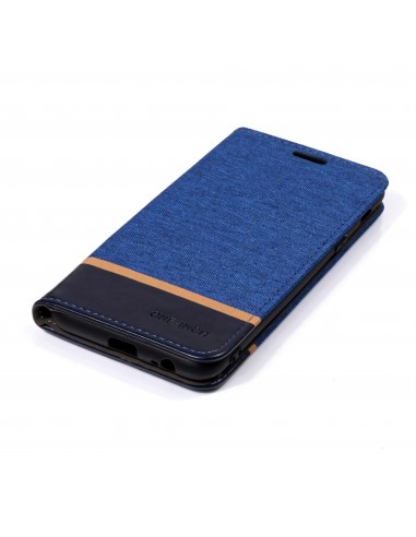 Etui Samsung portefeuille pour Galaxy A6+ 2018 et Galaxy A9 Star Lite avec tissu extérieur