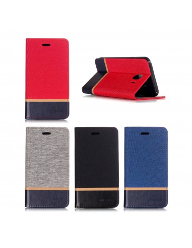 Etui Samsung portefeuille pour Galaxy J4 2018 avec tissu extérieur