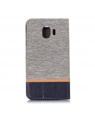 Etui Samsung portefeuille pour Galaxy J4 2018 avec tissu extérieur