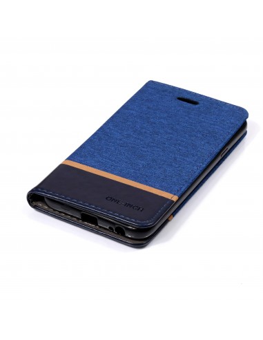 Etui Samsung portefeuille pour Galaxy J4 2018 avec tissu extérieur