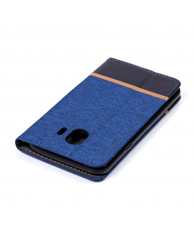 Etui Samsung portefeuille pour Galaxy J4 2018 avec tissu extérieur