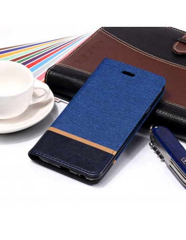 Etui Samsung portefeuille pour Galaxy J4 2018 avec tissu extérieur